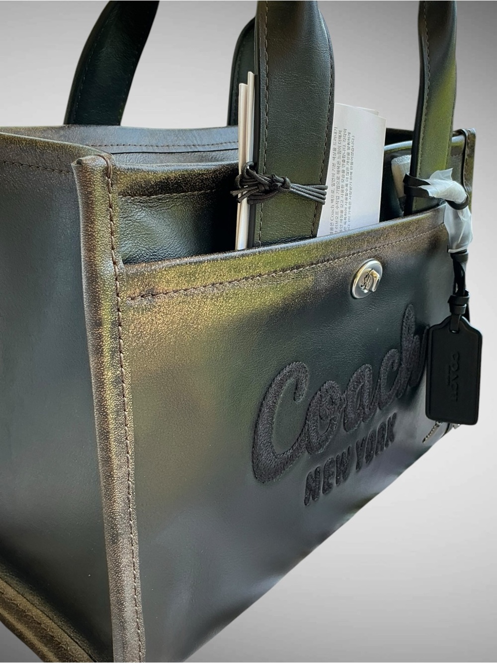 Coach Cargo Tote 26 Loved Leather Black Soft Grain Leather NWT - Picture 3 of 15